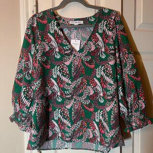 NWT Women's Michelle McDowell "Juliet" Top - Mosaic Meadow Pine Print Medium